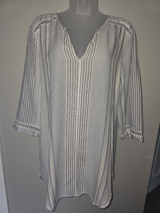 Victoria's Secret Tops - Victoria's Secret Striped Blouse - Blue & White Vertical Stripe V-Neck Top Large